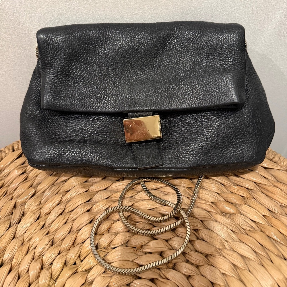 Black Soft Fold Over Chain Leather Bag - & Other Stories